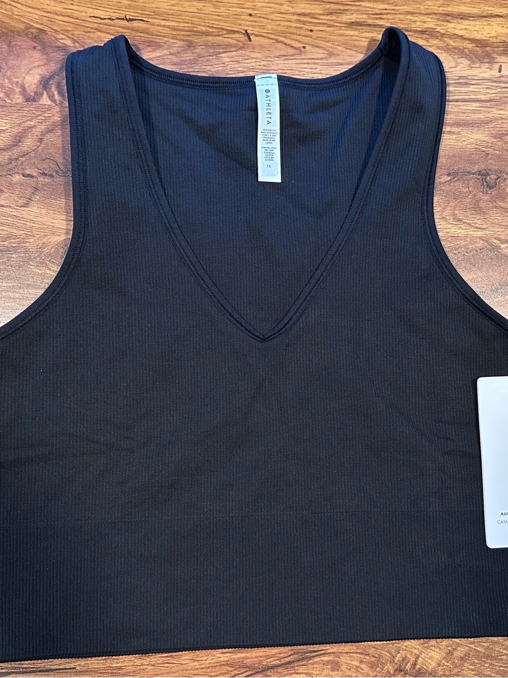 Athleta Black Ribbed V-Neck Tank Top